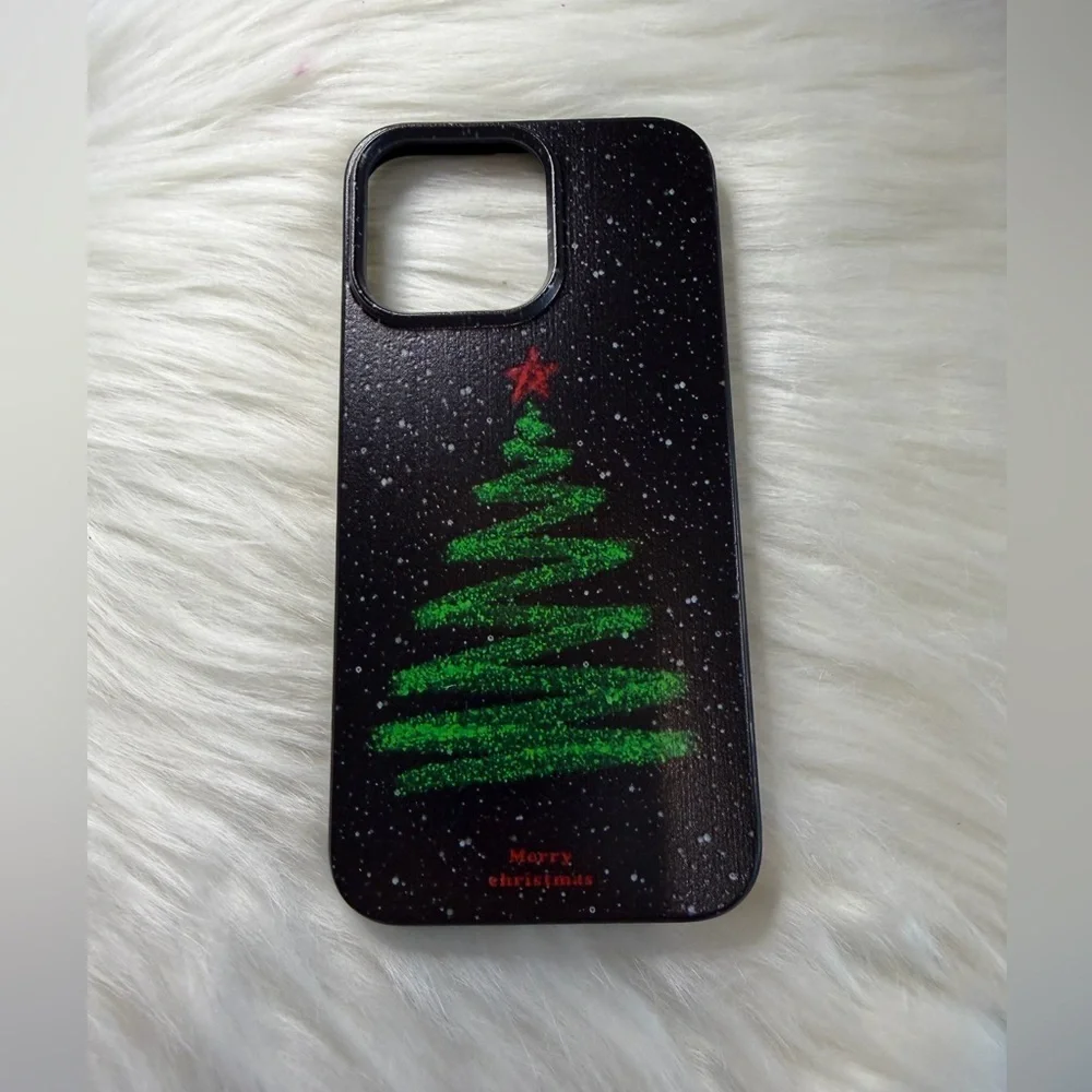 IPhone 15 max pro Black Christmas Tree Phone Case